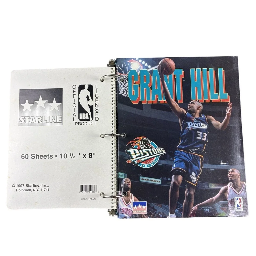 Grant Hill Starline 1998 Detroit Pistons‎ Binder Notebook 2 Folders NBA Vintage